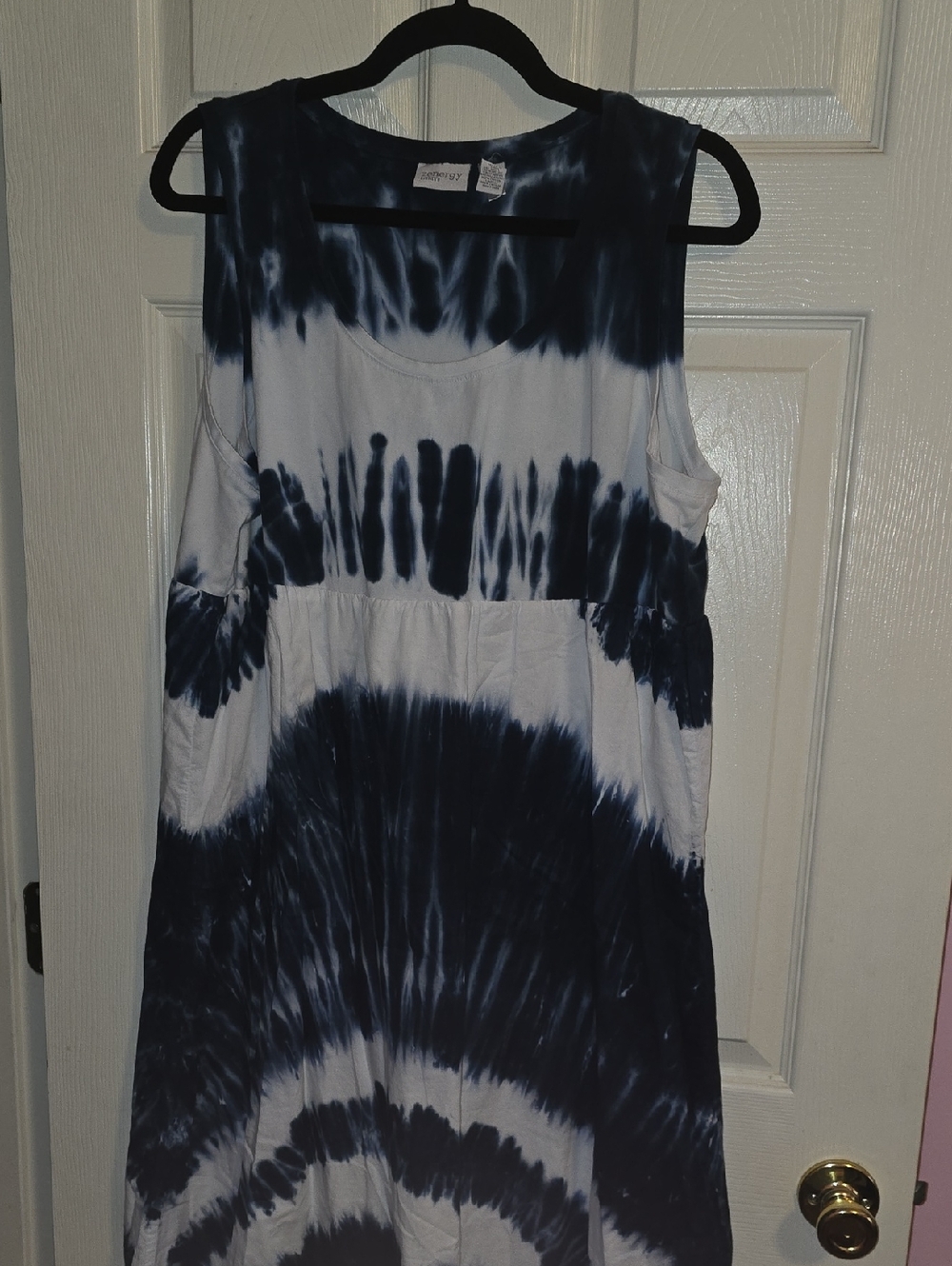 Zenergy by Chico's Navy and White Tie-Dye Dress